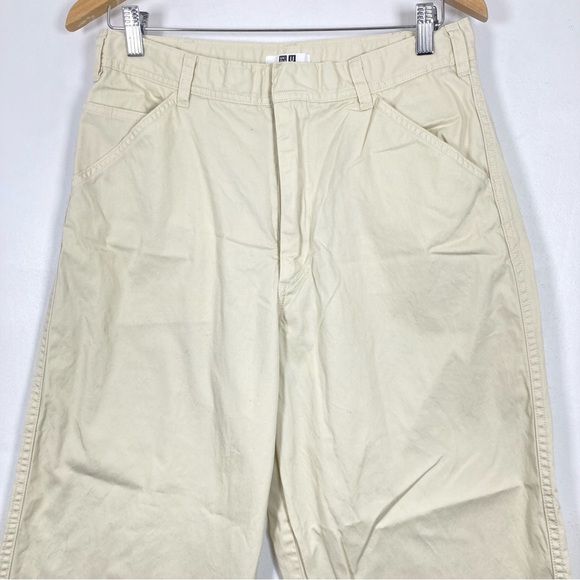 Uniqlo U Cream Beige Flat Front Pockets 100% Cotton Pants Women’s US 10 - Picture 5 of 16